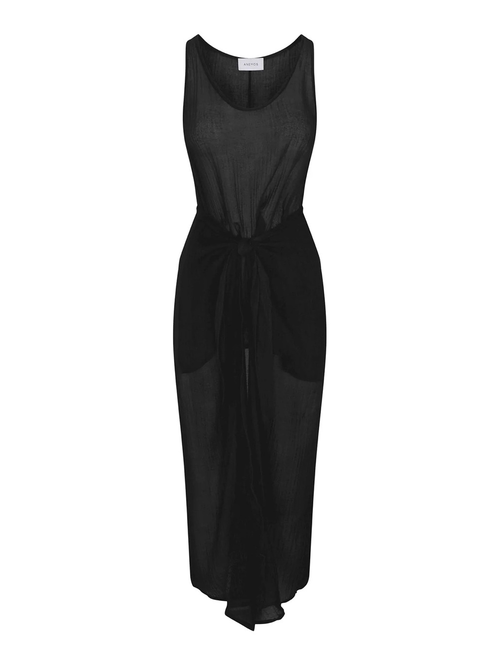 ANEMOS black swim wrap coverup midi dress